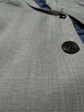 Strellson Mens Blazer Jacket EU 52 42R Light Gray 100% Virgin Wool Slim Fit
